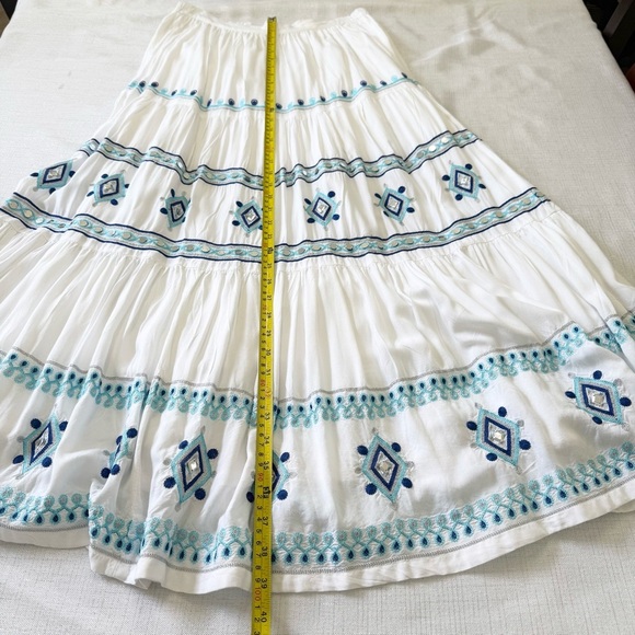 Boston Proper Mirror Embellished And Embroidered Maxi Skirt White Sise M NWOT - Picture 7 of 12